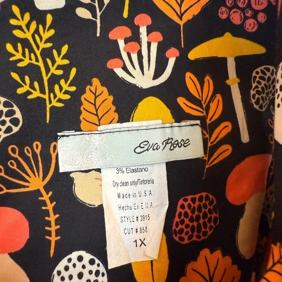 Mushroom Print Sleeveless Dress Black Orange Pink - Picture 2 of 6